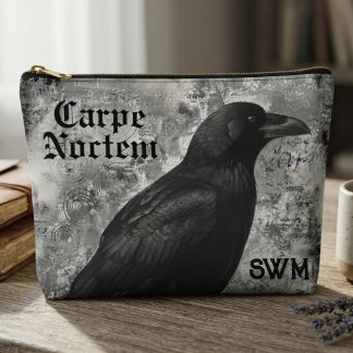 Moody Obsidian Gothic Raven Accessory Pouch