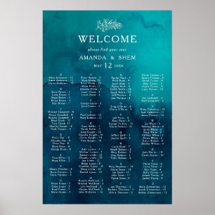 Moody Ocean Watercolor Alphabetical Seating Chart