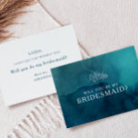 Moody Ocean Watercolor Bridesmaid Proposal Card<br><div class="desc">This moody ocean watercolor bridesmaid proposal card is perfect for your simple tropical boho wedding. It is designed with minimalist white tropical leaves and a stunning dark blue-green background.</div>