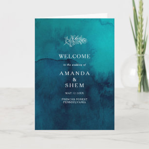 Moody Ocean Watercolor Folded Wedding Program