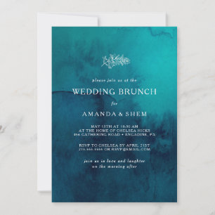 Moody Ocean Watercolor Mariage Brunch Invitation