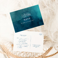 Moody Ocean Watercolor Menu Choice RSVP Card