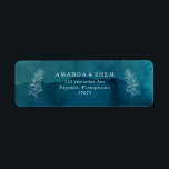 Moody Ocean Watercolor Return Address Label<br><div class="desc">This moody ocean watercolor return address label is perfect for your simple tropical boho wedding. It is designed with minimalist white tropical leaves and a stunning dark blue-green background.</div>