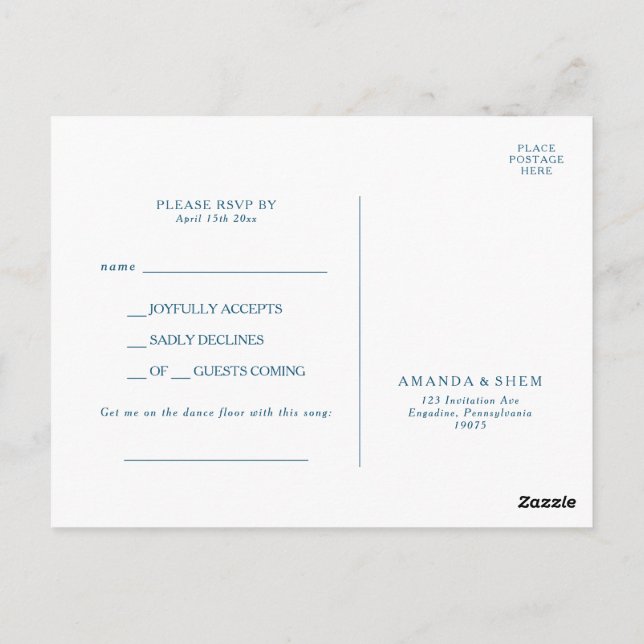 Moody Ocean Watercolor Song Request RSVP Postcard (Back)