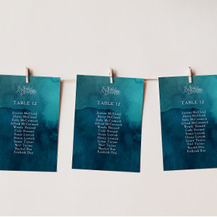 Moody Ocean Watercolor Table Number Seating Chart