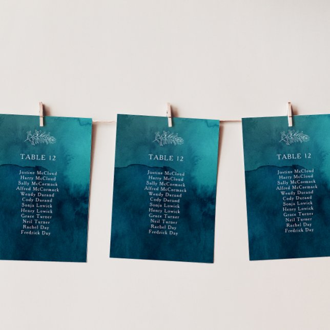 Moody Ocean Watercolor Table Number Seating Chart (Creator Uploaded)