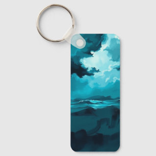 Moody Ocean Waves Under Stormy Sky – Abstract Seas Keychain