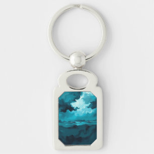 Moody Ocean Waves Under Stormy Sky – Abstract Seas Keychain