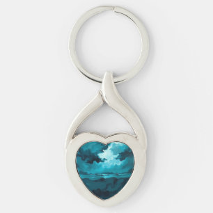 Moody Ocean Waves Under Stormy Sky – Abstract Seas Keychain