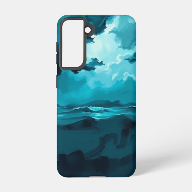 Moody Ocean Waves Under Stormy Sky – Abstract Seas Samsung Galaxy S21 Case (Back)