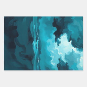 Moody Ocean Waves Under Stormy Sky – Abstract Seas Wrapping Paper Sheet
