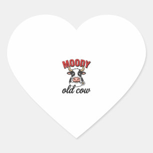 Moody Old Cow Vintage Funny Cow Shirt Design_1 Heart Sticker