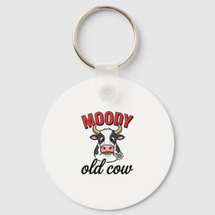 Moody Old Cow Vintage Funny Cow Shirt Design_1 Keychain