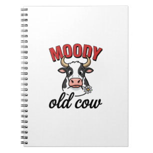 Moody Old Cow Vintage Funny Cow Shirt Design_1 Notebook