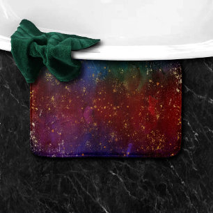 Moody Ombre   Psychedelic Grunge Gold Stardust Bath Mat