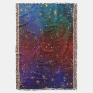 Moody Ombre Psychedelic Grunge Gold Stardust Throw Blanket
