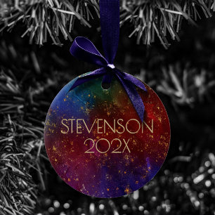 Moody Ombre Psychedelic Grunge Stardust Custom Ceramic Ornament