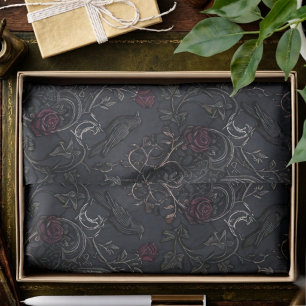Moody Onyx Baroque Gothic Filigree Tissue Paper