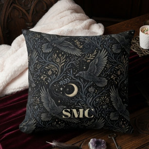 Moody Onyx Baroque Raven Gothic Art Throw Pillow