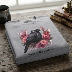 Moody Onyx Baroque Rose Raven Scholar Gift Sweatshirt