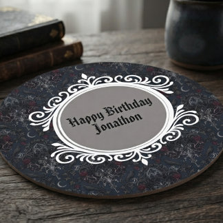 Moody Onyx Dark Academia Gothic Raven Round Paper Coaster
