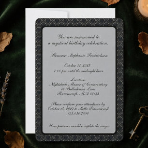Moody Onyx Gothic Damask Party Theme Invitation