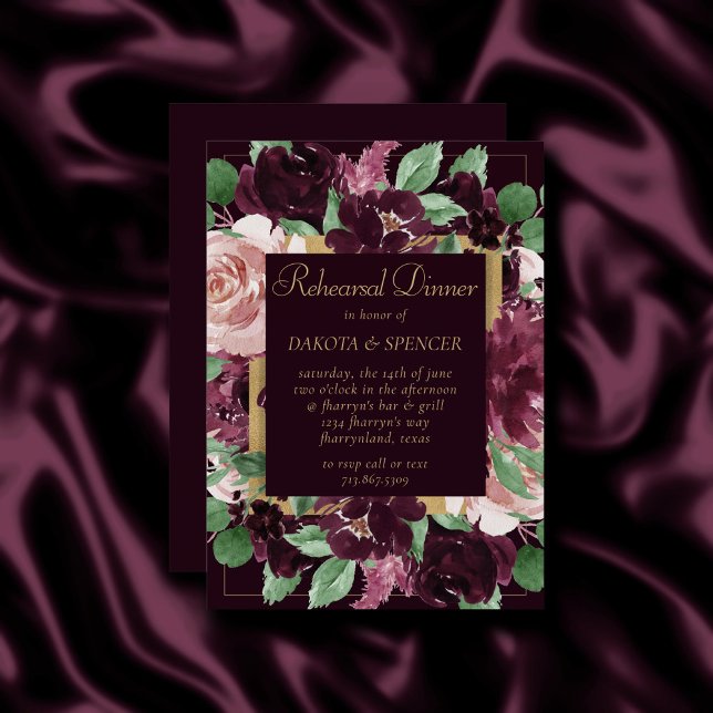 Moody Passion | Dramatic Purple Rehearsal Dinner Invitation (Creator Uploaded)
