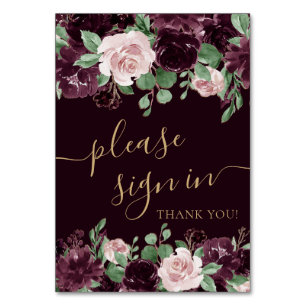 Moody Passion   Dramatic Purple Wine Guestbook Table Number