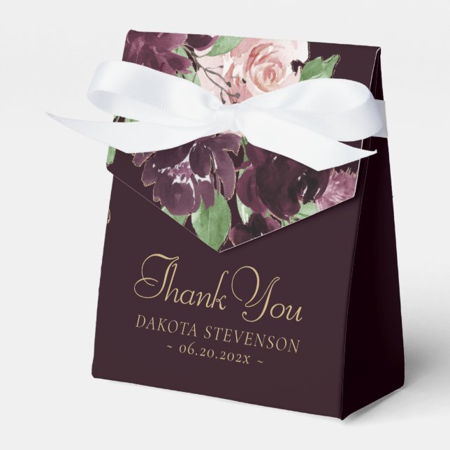 Moody Passion | Dramatic Purple Wine Thank You Favor Box (Front Side)