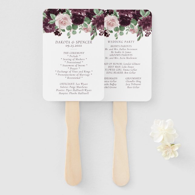 Moody Passions | Dramatic Purple Garland Program Hand Fan (Front and Back)