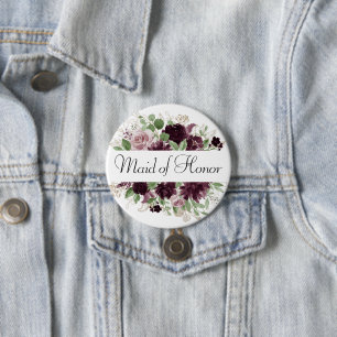 Moody Passions   Dramatic Purple Wine Bridal Party 3 Inch Round Button