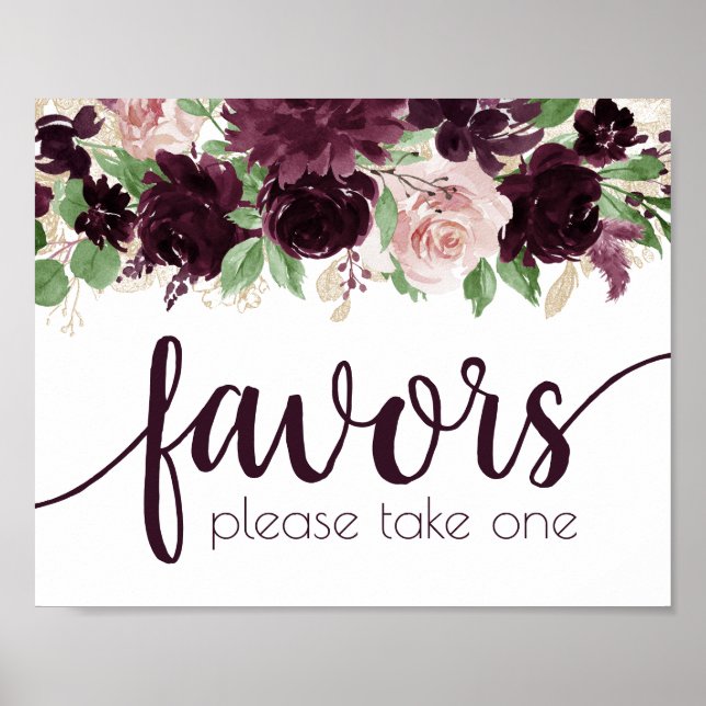 Moody Passions | Dramatic Purple Wine Favour Table Poster (Front)