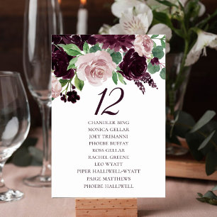 Moody Passions Dramatic Purple Wine Guest Names Table Number