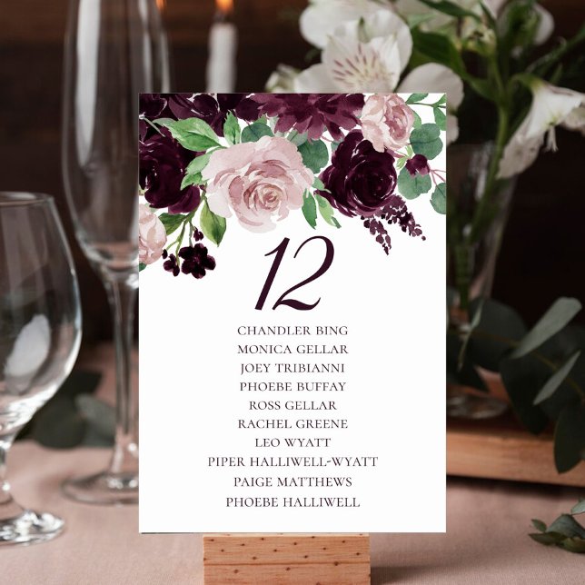 Moody Passions | Dramatic Purple Wine Guest Names Table Number (Creator Uploaded)