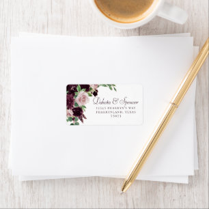 Moody Passions Dramatic Purple Wine Rose Address Label