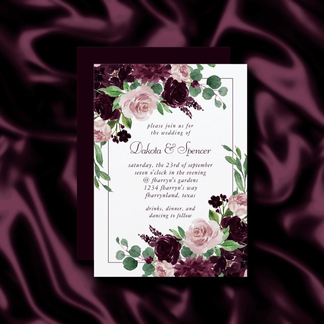Moody Passions | Dramatic Purple Wine Rose Bouquet Invitation (Creator Uploaded)