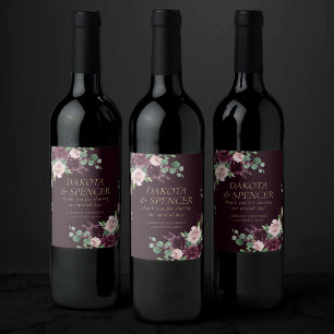 Moody Passions   Dramatic Purple Wine Rose Favour Label
