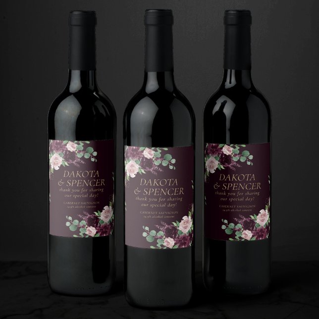 Moody Passions | Dramatic Purple Wine Rose Favour Label (Creator Uploaded)