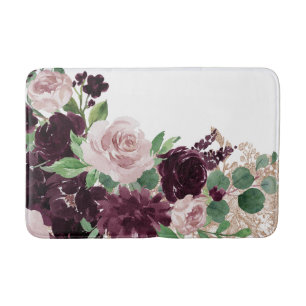 Moody Passions Dramatic Purple Wine Rose Shimmer Bath Mat