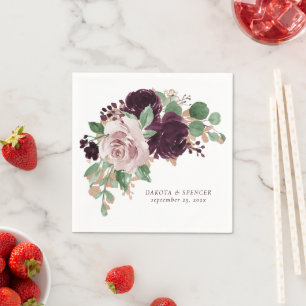 Moody Passions   Dramatic Purple Wine Roses Custom Napkin