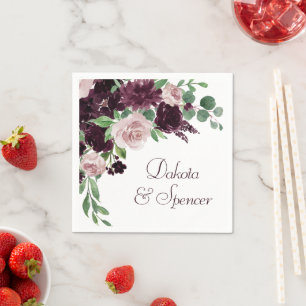 Moody Passions Dramatic Purple Wine Roses Custom Napkin
