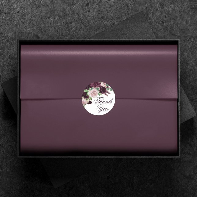 Moody Passions | Dramatic Purple Wine Thank You Classic Round Sticker (Creator Uploaded)