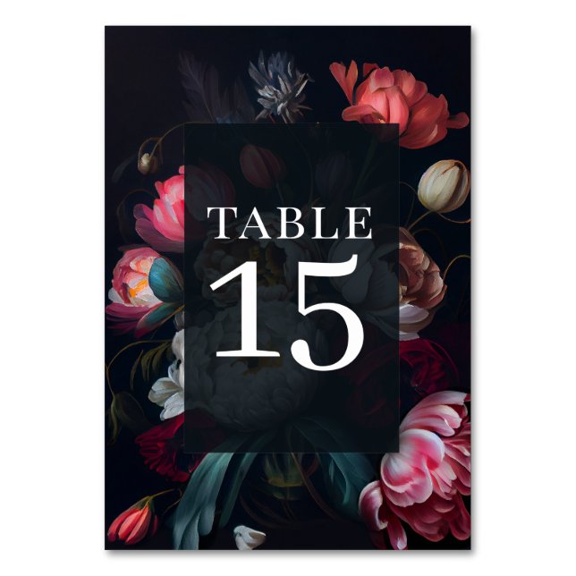 Moody Peony Painterly Floral Numéro de table (Par défaut)