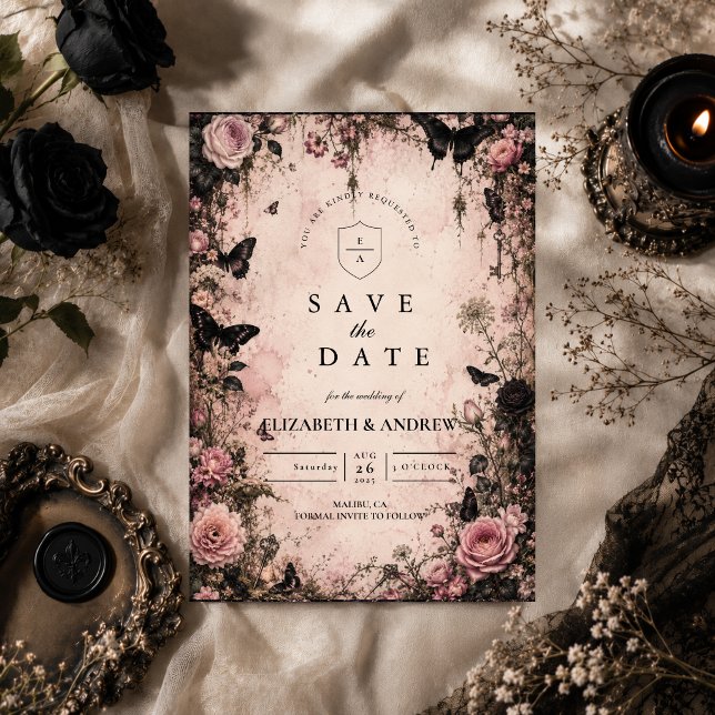 Moody Pink Goth Wedding Save The Date (Creator Uploaded)