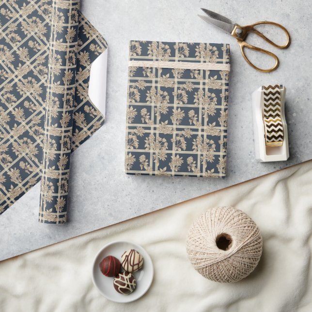 Moody Plaid Botanical Wrapping Paper (Crafts)