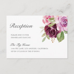 Moody Plum Floral Wedding Reception Enclosure Card