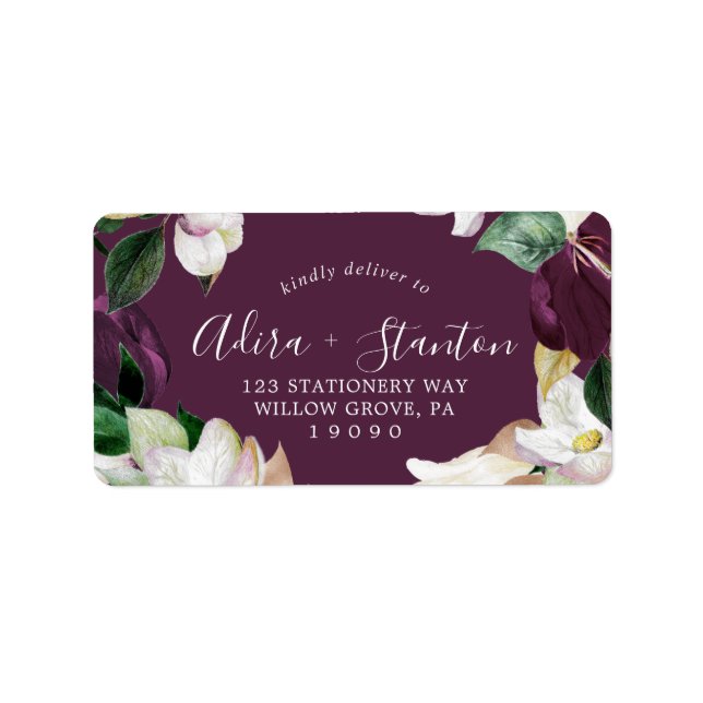 Moody Plum Purple Wedding RSVP Address Labels (Front)