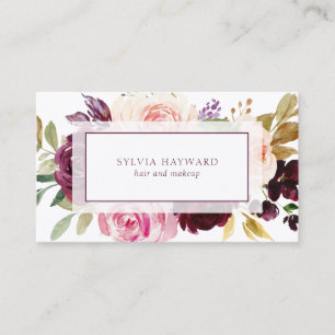 Moody Plum Watercolor Floral Business Card