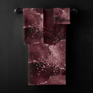Moody Purple Agate   Luxe Royal Violet Jewel Tone Bath Towel Set