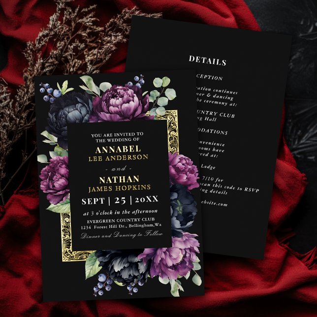 Moody Purple and Black Elegant Floral Wedding (Creator Uploaded)